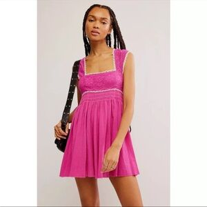 Free People Heartland Mini Dress in pink NWT Size L